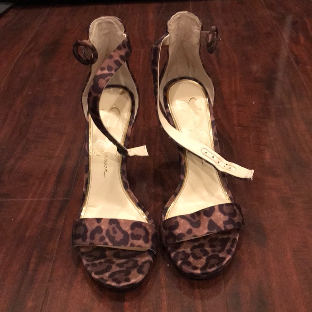 Brand New Jessica Simpson leopard strap heels.